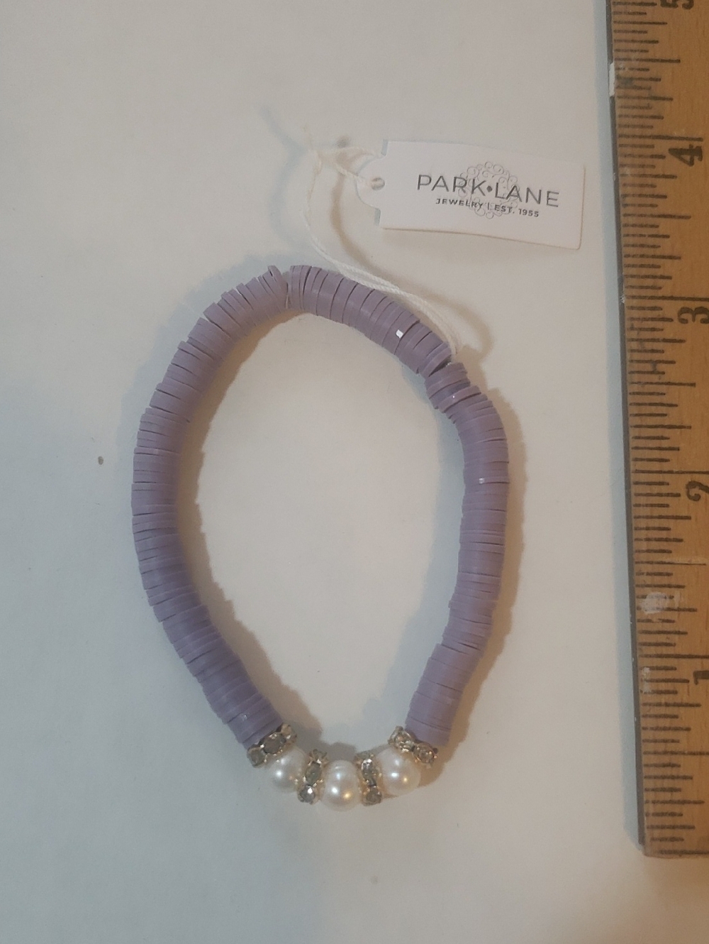 Park Lane Jewelry Lavender Disc Bead Bracelet with Pearls & Rhinestones